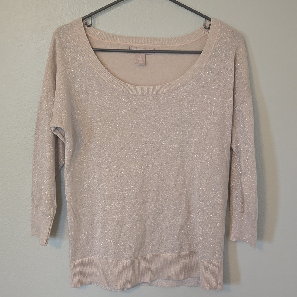 Banana Republic | Champagne Glitter 3/4 Sleeve Sweater Size Small